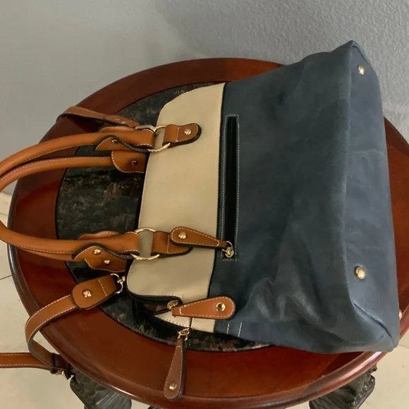Blue and Tan Satchel Bag - Picture 13 of 15